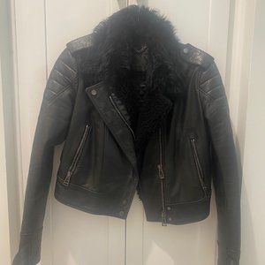 Belstaff Leather Jacket with fur cuff 44